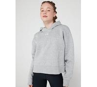 UNDER ARMOUR Junior Girls Rival Fleece Crop Hoodie, Mod Gray Light Heather/White, Size S Mod Gray Light Heather/White