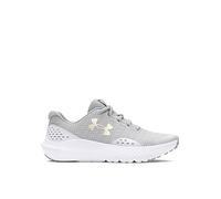 UNDER ARMOUR Junior Girls Surge 4 Trainers, Halo Gray / White / Iridescent, Size 4 Older Halo Gray / White / Iridescent