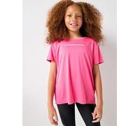 UNDER ARMOUR Junior Girls Training Tech Wordmark Graphic T-Shirt, Pink, Size L Pink