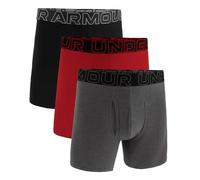 Under Armour Men's Cotton Boxer Briefs - Moisture Wicking, 6in Inseam - Black/Red/Grey L