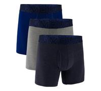 Under Armour Men's 3-Pack Performance Cotton Boxer Brief, 6" Inseam - Breathable, Moisture Wicking, Soft Touch, All-Day Comfort - Navy/Steel/Royal