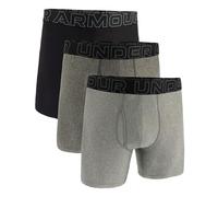 Under Armour Men's 3-Pack Performance Tech Boxer Brief, 6" Inseam - Breathable, Moisture Wicking, Soft Touch, All-Day Comfort, Black/Dark Grey/Grey, M