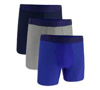 Under Armour Men's 3-Pack Performance Tech Boxer Brief with 6" Inseam, Breathable, Moisture Wicking, Soft Touch, All-Day Comfort, Black/Blue/Grey, S
