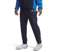 Under Armour Men's Challenger Warm-Up Pant, Water-Resistant Tracksuit Bottoms with Ankle Cuffs, Men's Joggers for Sports and Athletics,Washed Navy / / High Vis Yellow,MD