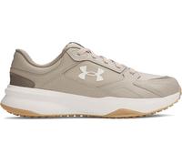 Under Armour Men's Edge Leather, Men's Trainers with Breathable Mesh Upper Layer and Rubber Outsole, Durable and Reliable Gym Shoes,Timberwolf Taupe / White / Summit White,8