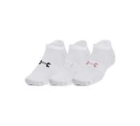 Under Armour Mens Essentials NoShow 3 Pack Socks White/Pink L