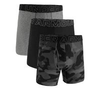 Under Armour Men's Performance Tech 6" 3 Pack Print/Solid Boxer Briefs, Black/Grey/Camo, M