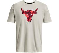 Under Armour Mens Project Rock Crew Neck Short Sleeve T-Shirt in Ivory/Black - White - Size Small