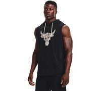 Under Armour Mens Project Rock Terry Sleeveless Hoodie Black/White