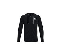 Under Armour Men's Rival Terry Left Chest Full Zip, Lightweight Men's Gym Top with Zip, Comfortable Sports Top for Warm-Ups and Training,Black / / Onyx White,MD