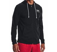 Under Armour Men's Rival Terry Left Chest Full Zip, Lightweight Men's Gym Top with Zip, Comfortable Sports Top for Warm-Ups and Training,Black / / Onyx White,XL