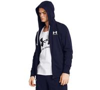Under Armour Men's Rival Terry Left Chest Full Zip, Lightweight Men's Gym Top with Zip, Comfortable Sports Top for Warm-Ups and Training,Midnight Navy / / Onyx White,XL