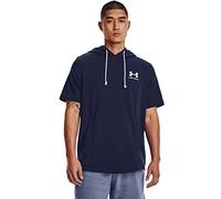 Under Armour Men's Rival Terry Short-Sleeve Hoodie, Midnight Navy, Onyx White