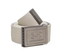 Under Armour mens Stretch Webbing Belt, (289) Khaki Base / Summit White / Metallic Silver, One Size Fits Most