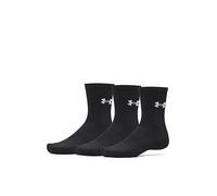 UNDER ARMOUR Mens Training Performance Cotton Crew Socks 3 Pack, Black, Size L, Men Black