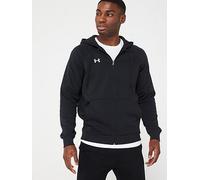 UNDER ARMOUR Men's Training Rival Fleece Full Zip Hoodie - Black/White, Black / / White, Size M, Men Black / / White