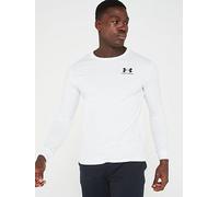 UNDER ARMOUR Men's Training Sportstyle Left Chest Logo Long Sleeve T-Shirt - White/Black, White/Black, Size M, Men White/Black