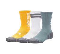 Under Armour Men's UA Perf Tech Nov 3pk Crew Socks, jasper blue white, L