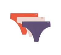 Under Armour Pack of 3 Women's Pure Stretch Thongs - Invisible, No Seams, No Marks, Ultralight, All Day Comfort, Medium, Purple Luxe