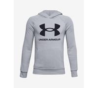 Under Armour Rival Big Logo Hoodie Light Grey Black Kids - S
