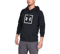 Under Armour Rival Fleece Box Logo Hoodie, Running Hoodie with Graphic Logo, Hooded Jumper for Men with Pocket Men, Black (Black/White), L
