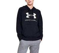 Under Armour Rival Fleece Sportstyle Graphic Hooded Pullover - Black/Onyx White, Medium