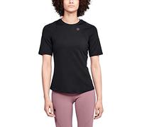 Under Armour Rush Breathable Ladies T Shirt With Rush Technology, Short Sleeve Running Apparel With Tight Fit, Women Black, Black / / Black (001), SM