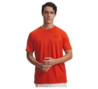 Under Armour Men's Sportstyle Left Chest Short Sleeve, Soft and Comfortable Men's T-Shirt with Logo Design, Lightweight and Fast-Drying Sportswear,Surplus Orange / / Cinna Red,XS