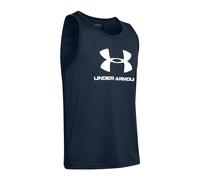 Under Armour Sportstyle Logo Tank Men's Vest WITH Soft Feel and Loose Cut, Sleek Men's Sleeveless T-Shirt with Graphic Design - Academy// White (409), Medium