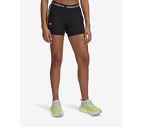 Under Armour Women's Tech Play Up 2in1 Shorts, Comfortable Dual Loose-Fit Compression Shorts for Women, Gym Shorts with Pockets Black/Black/White