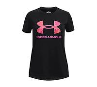 Under Armour Tech Print Fill Big Logo Girls T-Shirt Black/Rebel Pink-YXS, 6 Years, (1377016)