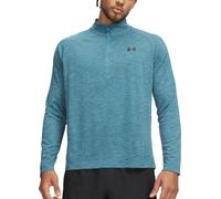 Under Armour Tech Textured Mens Running Top Blue Long Sleeve Half Zip Run Jersey