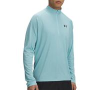 Under Armour Tech Textured Mens Running Top Blue Long Sleeve Half Zip Run Jersey