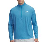 Under Armour Tech Textured Mens Running Top Blue Long Sleeve Half Zip Run Jersey