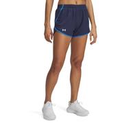Under Armour Women's Fly by 3in Shorts, Lightweight and Comfortable Women's Gym Wear, Ladies' Sports Shorts with Ventilation Panels and Zip Pocket,Washed Navy/Blue Atlantis/Reflective,LG