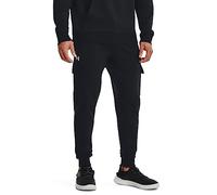 UNDER ARMOUR Mens Training Rival Fleece Cargo Joggers - Black/White, Black / / White, Size Xl, Men Black / / White