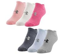 Under Armour UA Women's Training No Show Socks, 6-Pair Pack, Gray/Pink/Assorted, Shoe Size 7-10.5, Multicolor, M