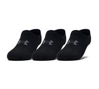 Under Armour Ultra Lo Socks, Breathable and comfortable trainer socks, compression socks with dynamic support and flexibility in a pack of 3 Unisex, Black (Black / Black / Pitch Gray), M