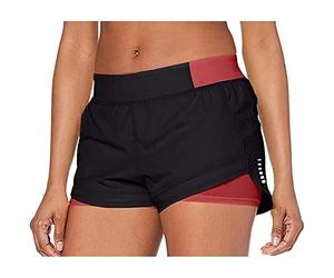 Under Armour UNDKU Women UA Qualifier SpeedPocket 2-in-1 Short Short - Black/Impulse Pink/Reflective (002), LG