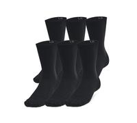 Under Armour Unisex-Adult Essential Crew Socks 6 Pack, (001) Black/Black/Castlerock, Large
