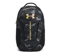 Under Armour unisex-adult Hustle 6.0 Backpack, (001) Black/Black/Metallic Gold, One Size
