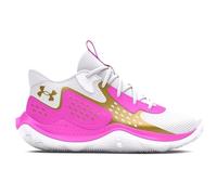 Under Armour Unisex Adult Jet '23 Basketball Shoe, (105) White/Vivid Magenta/Metallic Gold, 10.5 Women/9 Men