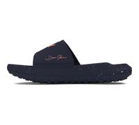Under Armour Unisex-Adult Project Rock 3 Slides Sandal, (403) Midnight Navy/Midnight Navy/Flare Orange, 11.5 Women/10 Men