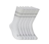 Under Armour Unisex Essential 6pk Crew, Ultra-Thin and Lightweight Gym Socks, Crew Socks with Arch Support and Odour Control Technology,White/White/Halo Gray,MD