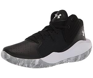 Under Armour Unisex Grade School Jet '21 Basketball Shoe, Black (001)/White, 4.5 US Men