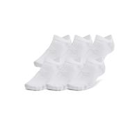 Under Armour Essential No Show Socks 6 Pack in White & Grey, Fabric, Size: 12-5 UK 12-5