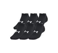 Under Armour Unisex's Essential Low Socks 6 Pack, (001) Black/Black/Castlerock, XL (Pack of 12)