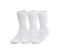 Under Armour Unisex's Training Cotton Crew Socks 3 Pack, (100) White/White/Black, XL (Pack of 6)