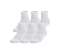 Under Armour Unisex's Training Cotton Quarter Socks 6 Pack, (100) White/White/Black, M (Pack of 12)