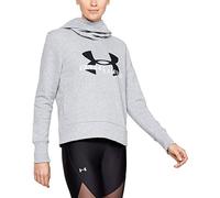 Under Armour Women Cotton Fleece Sportstyle Logo Hoodie Warm-Up Top - Steel Light Heather/Black/White (035), 2X-Large